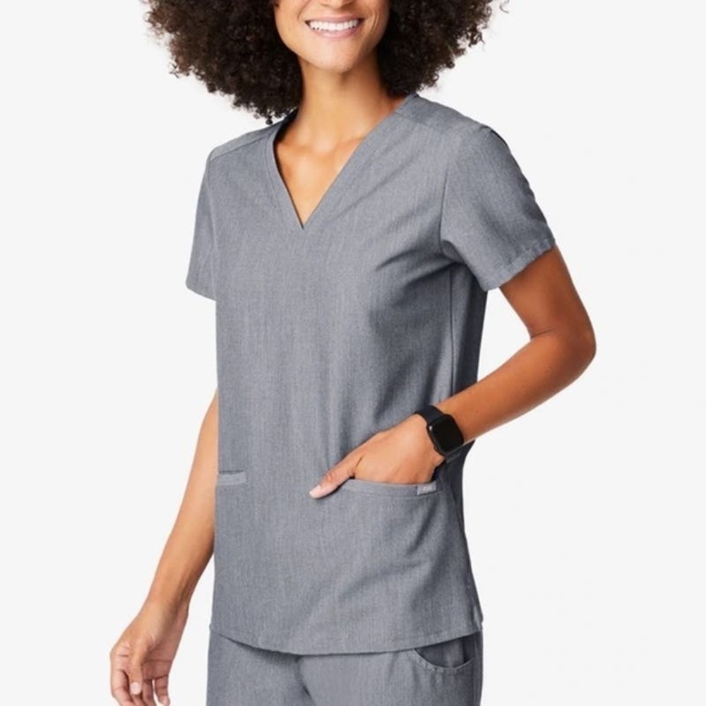 Figs Casma™ Three-Pocket Scrub Top Size XS V-Neck Short Sleeve Graphite #FW1100